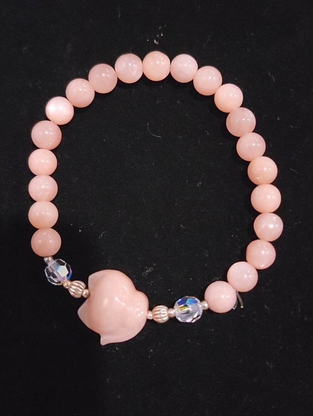 Peach Moonstone Beaded Stretch Bracelet